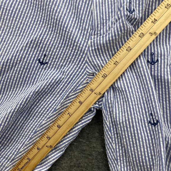 Polo Ralph Lauren Blue Striped Seersucker Anchor Shorts 30 EUC Golf Embroidered - Picture 11 of 12